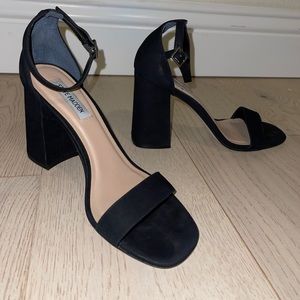 Steve Madden black suede ankle strap heels